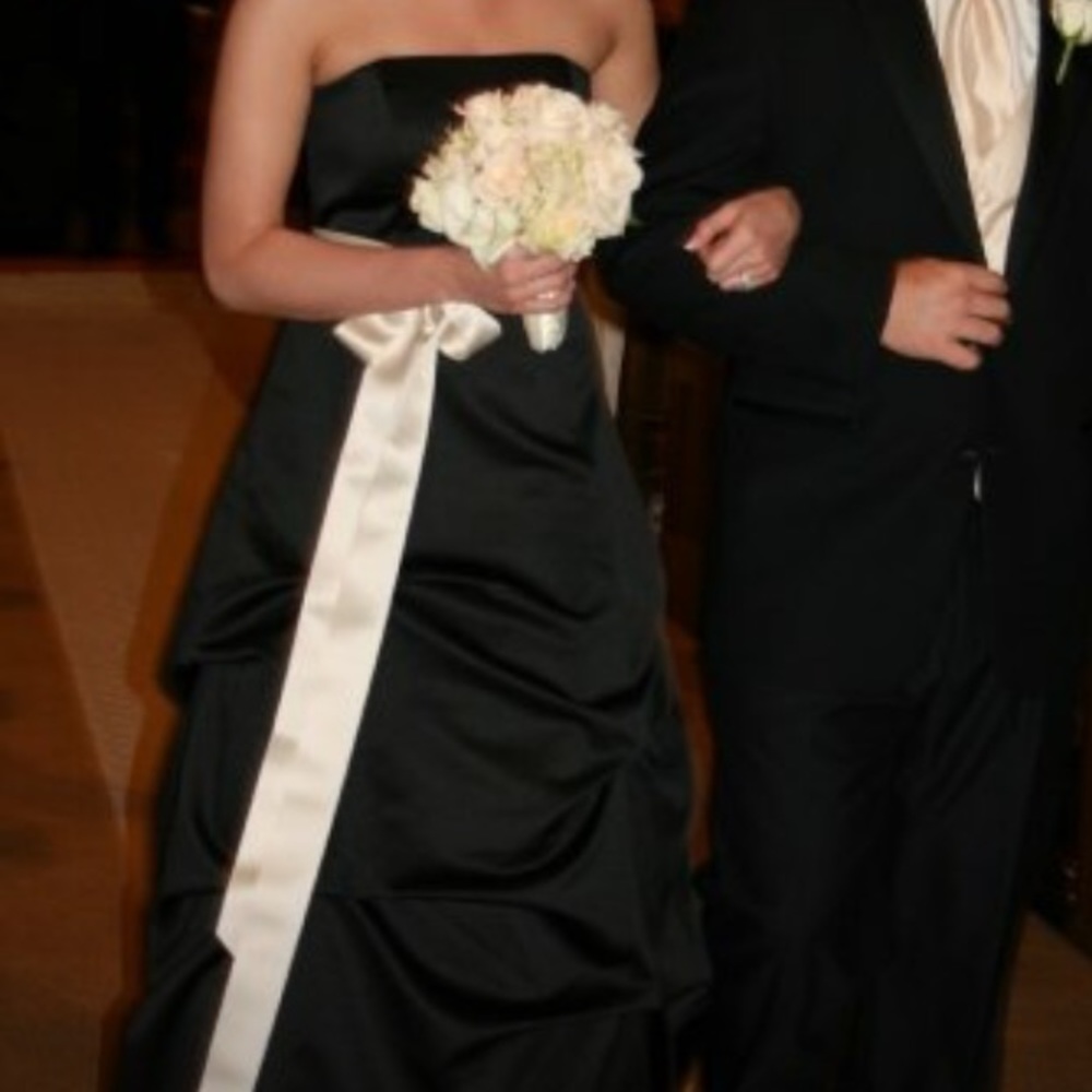 Black long formal bridesmaid dress